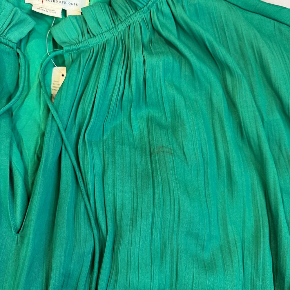 Anthropologie Emerald Green Mock Neck, Lined, Swing Dress NWT- S - Picture 6 of 15